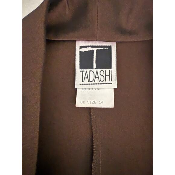 Vintage 1990s Y2K Tadashi Shoji Brown Rhinestone Button Evening Jacket Blazer 12 - Picture 4 of 7